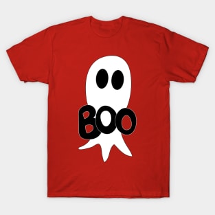 Cute Halloween ghost cartoon with BOO text T-Shirt